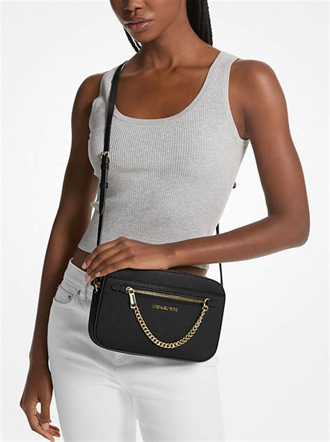 michael michael kors jet set crossbody silver|mk jet set saffiano crossbody.